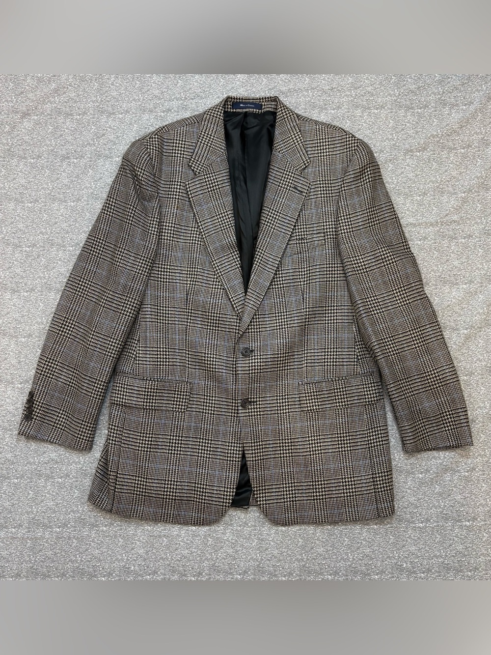 VTG Chaps Sport Coat 44T Beige Gun Club Check 100% Wool Ralph Lauren Glen Plaid